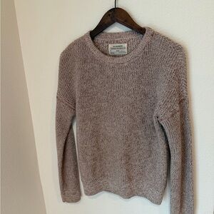 REI Cooperative Mauve-Taupe Crewneck Sweater organic cotton cable knit